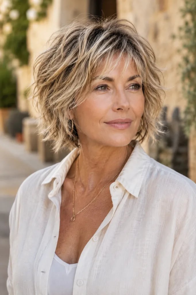Textured Blonde Shag With Loose Waves Textured Blonde Shag With Loose Waves — Haircuts for Women Over 50