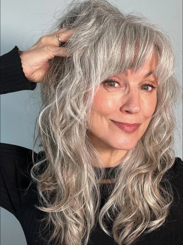 Long Layered Gray Hair With Curtain Bangs Long Layered Gray Hair With Curtain Bangs — Haircuts for Women Over 60