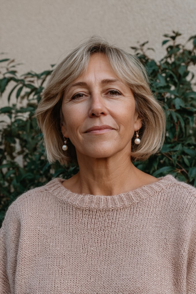 Layered Collarbone Bob With Honey Blonde Highlights Layered Collarbone Bob With Honey Blonde Highlights — Haircuts for Women Over 60