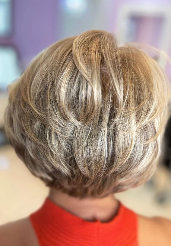 Layered Collarbone Bob With Wavy Texture Layered Collarbone Bob With Wavy Texture — Haircuts for Women Over 60