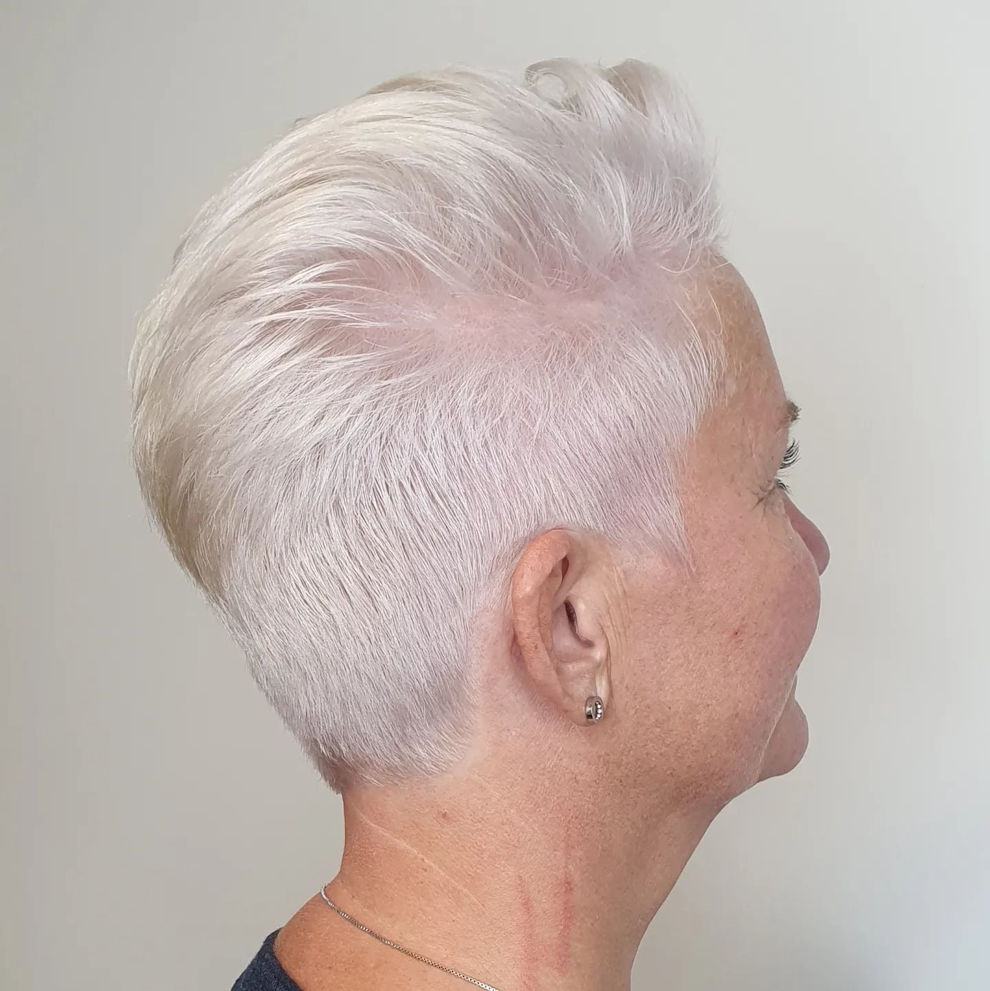 Platinum Blonde Pixie With Tapered Sides — Haircuts for Women Over 70