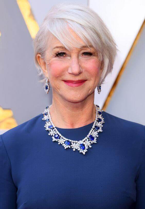 Short Silver Blonde Bob With Side Swept Bangs — Haircuts for Women Over 70