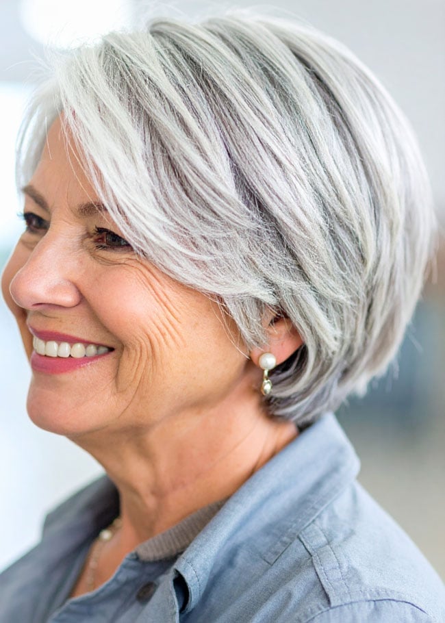 Collarbone Bob With Soft Layers And Side Swept Bangs — Haircuts for Women Over 70