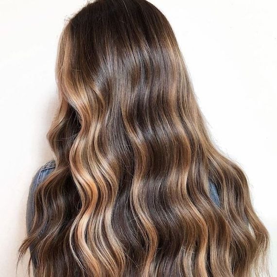 Mid-Back Dark Brown With Caramel Highlights Back View, Creating A Warm Mid-Back Dark Brown With Caramel Highlights Back View, Creating A Warm