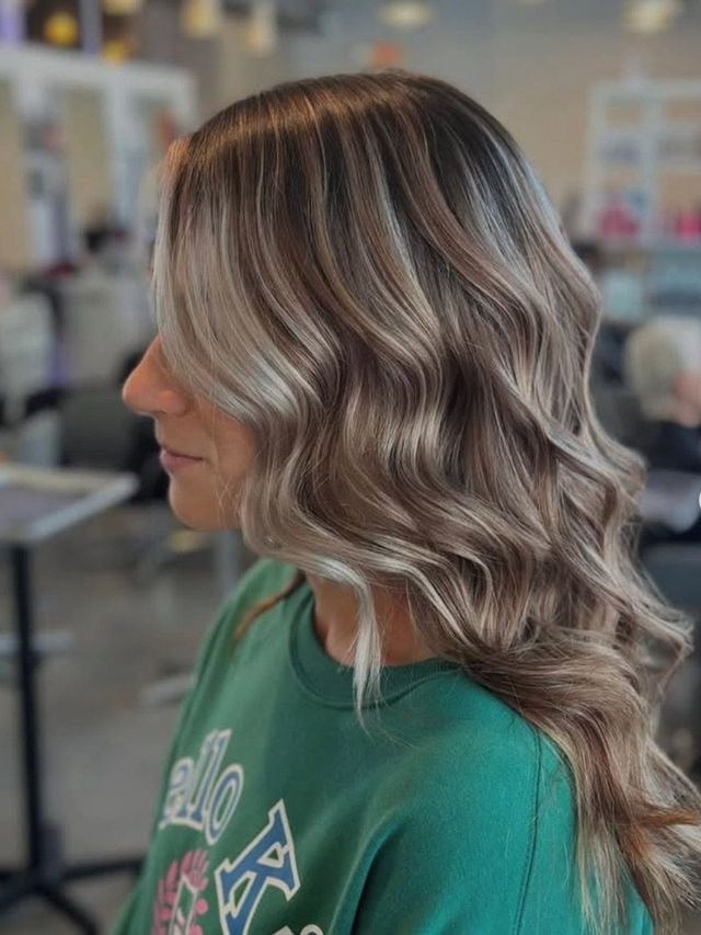 Collarbone Dark Blonde With Ash Blonde Highlights Side View Collarbone Dark Blonde With Ash Blonde Highlights Side View