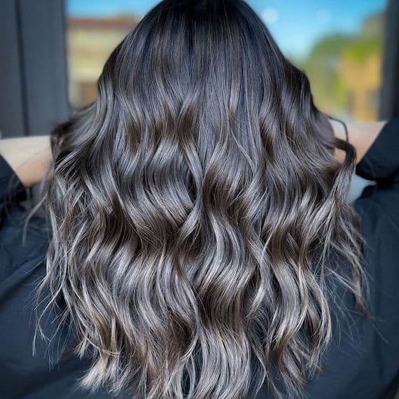 Mid-Back Dark Brown With Ash Blonde Highlights — Highlights on Black Hair