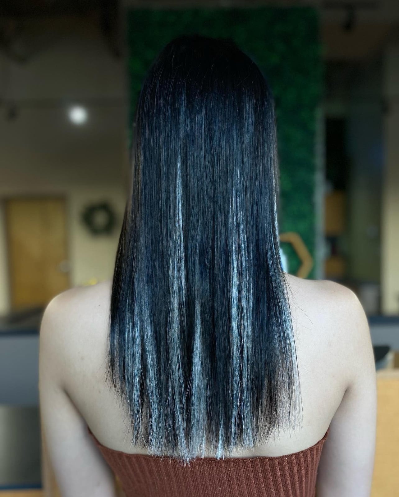 Mid-Back Black With White Highlights — Highlights on Black Hair