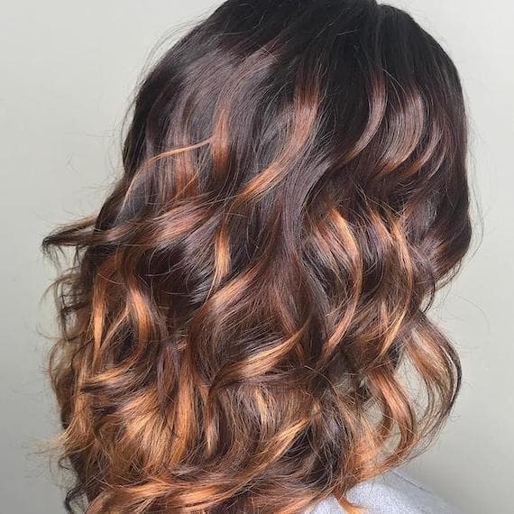 Black With Warm Brown Highlights Collarbone Length — Highlights on Black Hair