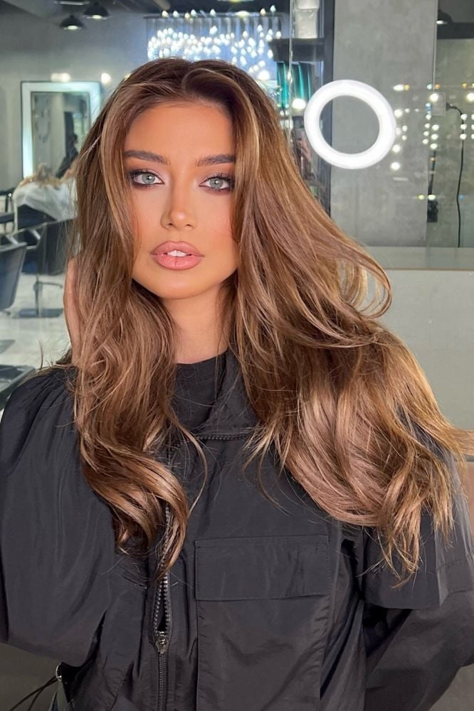 Medium Brown With Subtle Highlights Mid-Back Waves Medium Brown With Subtle Highlights Mid-Back Waves — Highlights on Brown Hair