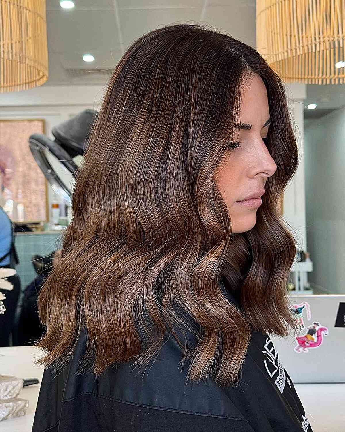 Dark Brown With Blonde Highlights Side View Dimension, Wavy Dark Brown With Blonde Highlights Side View Dimension, Wavy — Highlights on Brown Hair