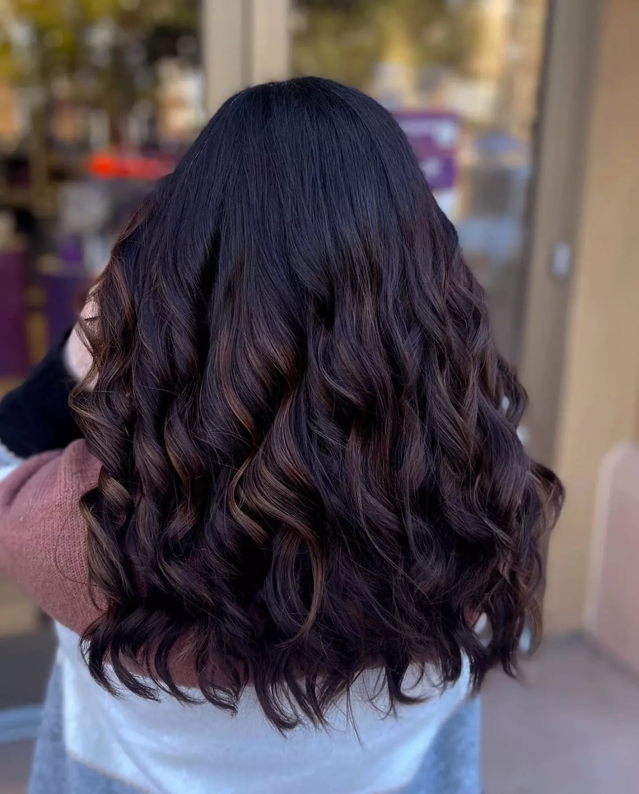 Warm Highlights With Loose Curls — Highlights on Dark Hair