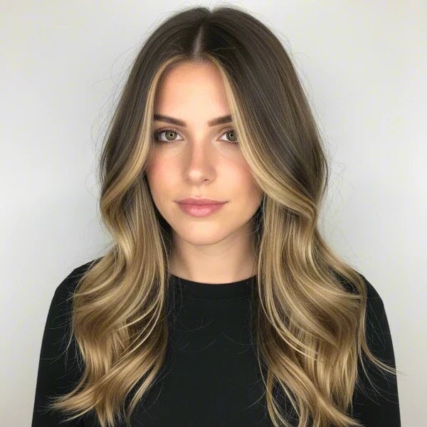Dark Brown With Face-Framing Blonde Pop — Highlights on Dark Hair