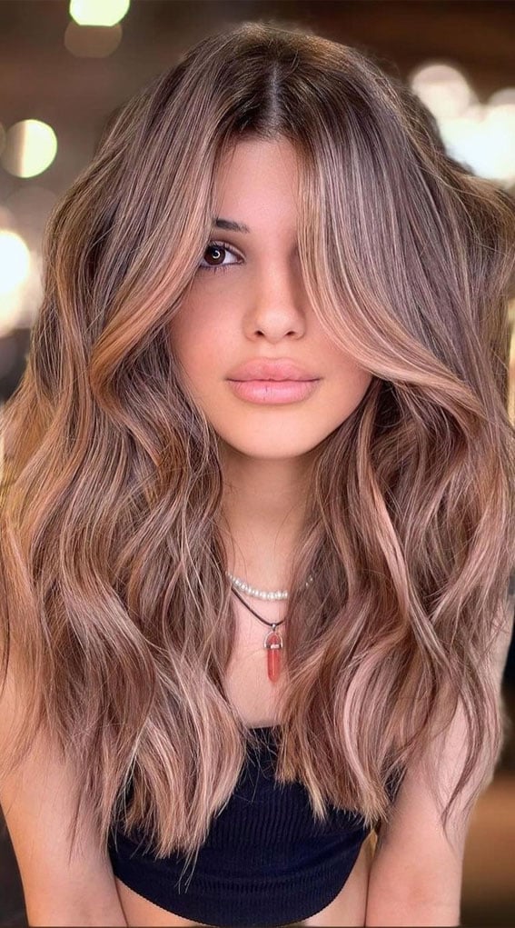Dark Brown With Subtle Dark Blonde Highlights, Mid-Back Dark Brown With Subtle Dark Blonde Highlights, Mid-Back — Highlights Trends