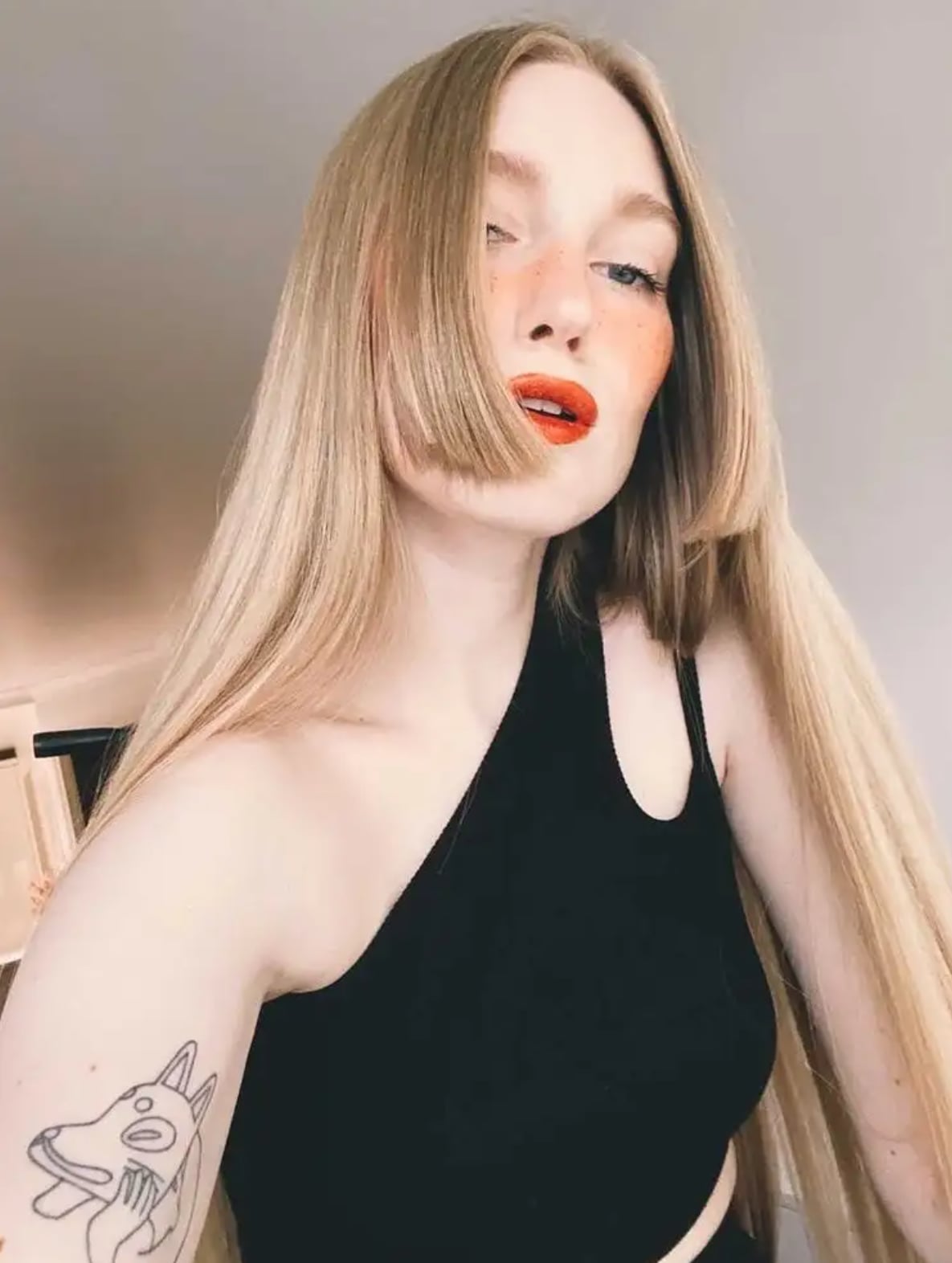 Ash Blonde Mid-Back Hime Cut With Cheekbone Sections
