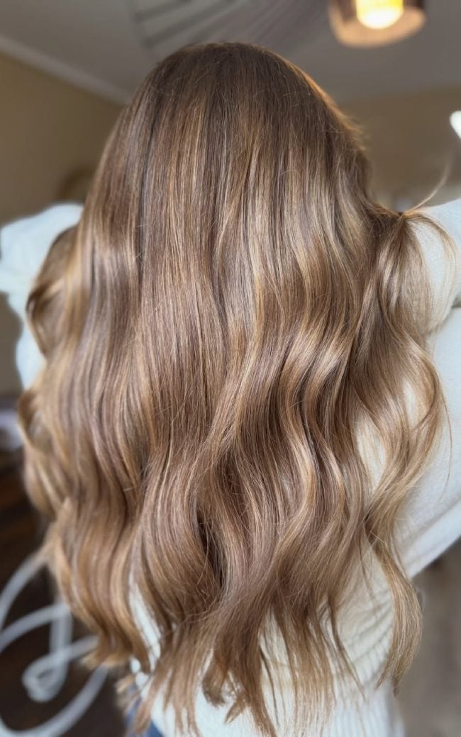 Mid-Back Wavy Hair With Caramel Beige Blonde Balayage — Honey Balayage