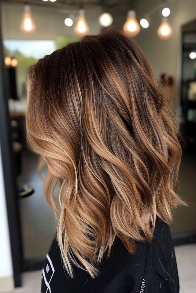 Collarbone Angled Bob With Honey Caramel Balayage Collarbone Angled Bob With Honey Caramel Balayage — Honey Brown Hair
