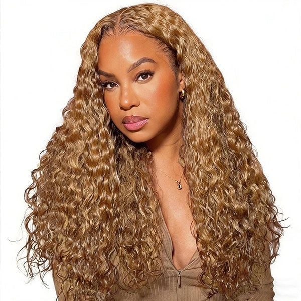 Mid-Back Honey Brown With Blonde Highlights And Curtain Bangs Mid-Back Honey Brown With Blonde Highlights And Curtain Bangs — Honey Brown Hair