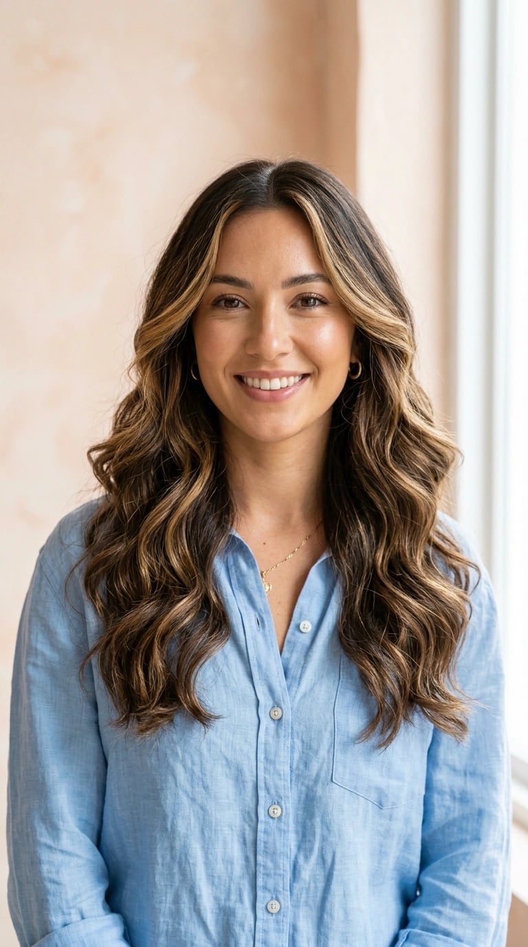Shoulder Length Dark Brown With Honey Caramel Balayage Shoulder Length Dark Brown With Honey Caramel Balayage — Honey Brown Hair