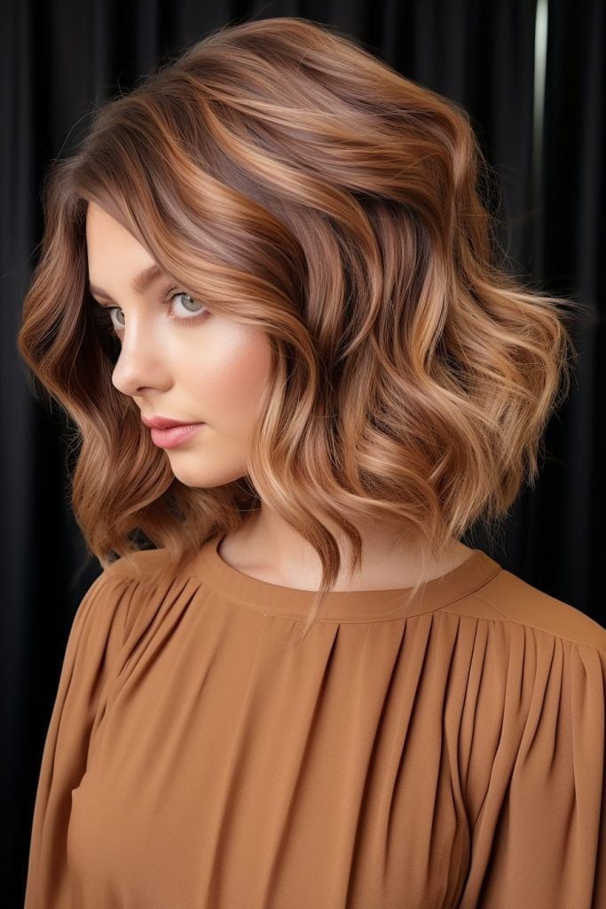 Chin Length Bob With Honey Caramel Balayage Chin Length Bob With Honey Caramel Balayage — Honey Brown Hair