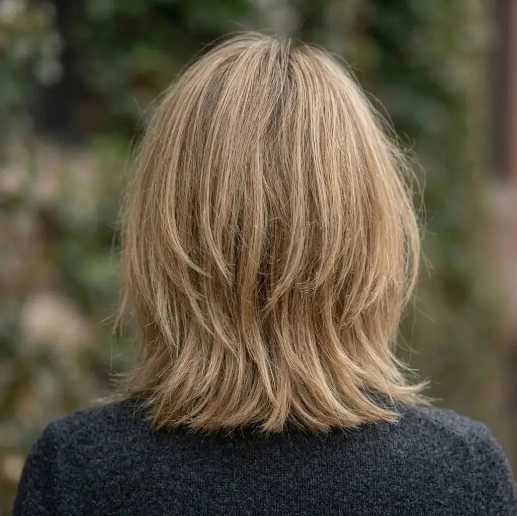 Blonde Collarbone Layers Back View — Hush Cut