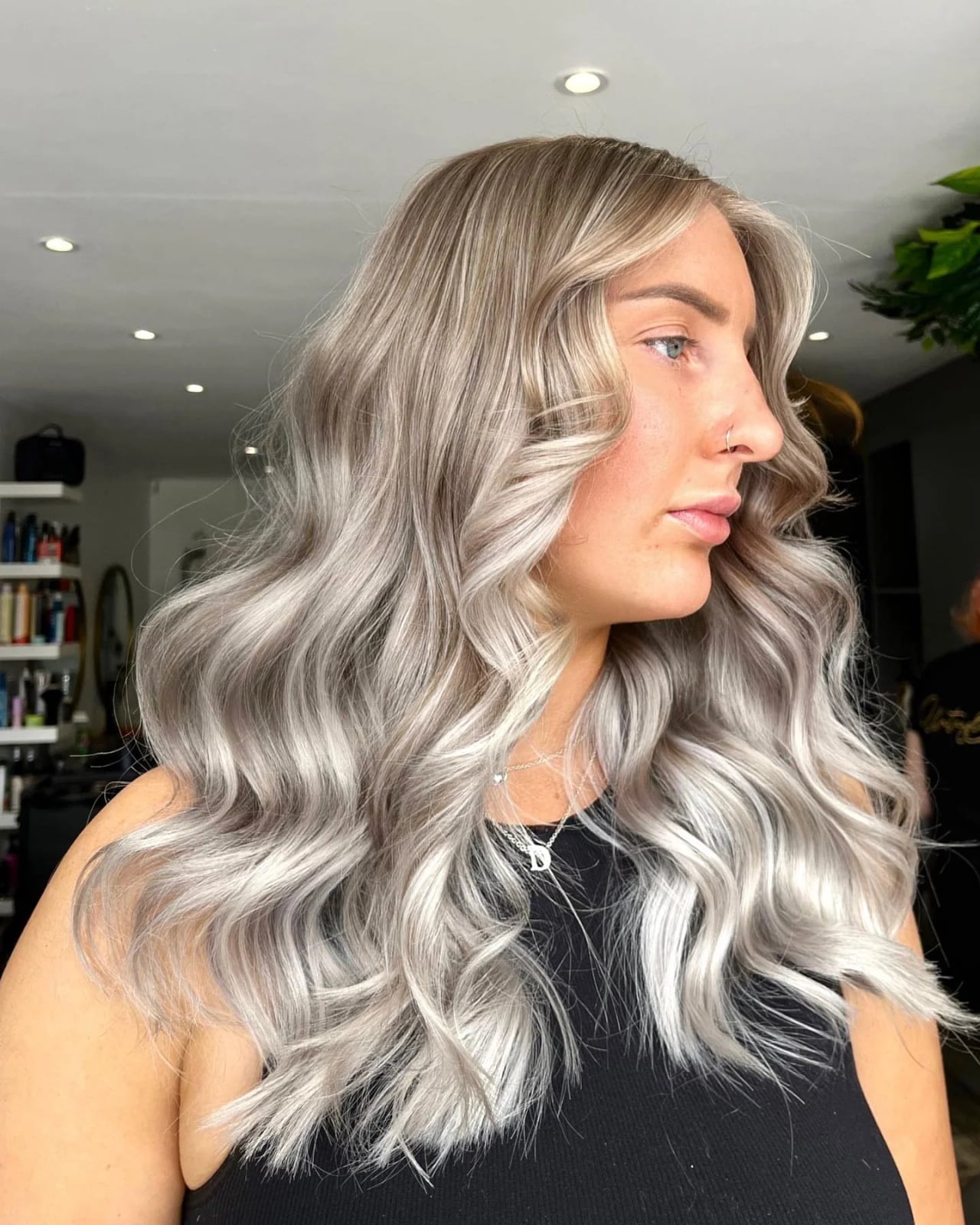 Mid-Back Ash Blonde Balayage Soft Blowout Mid-Back Ash Blonde Balayage Soft Blowout — Icy Blonde
