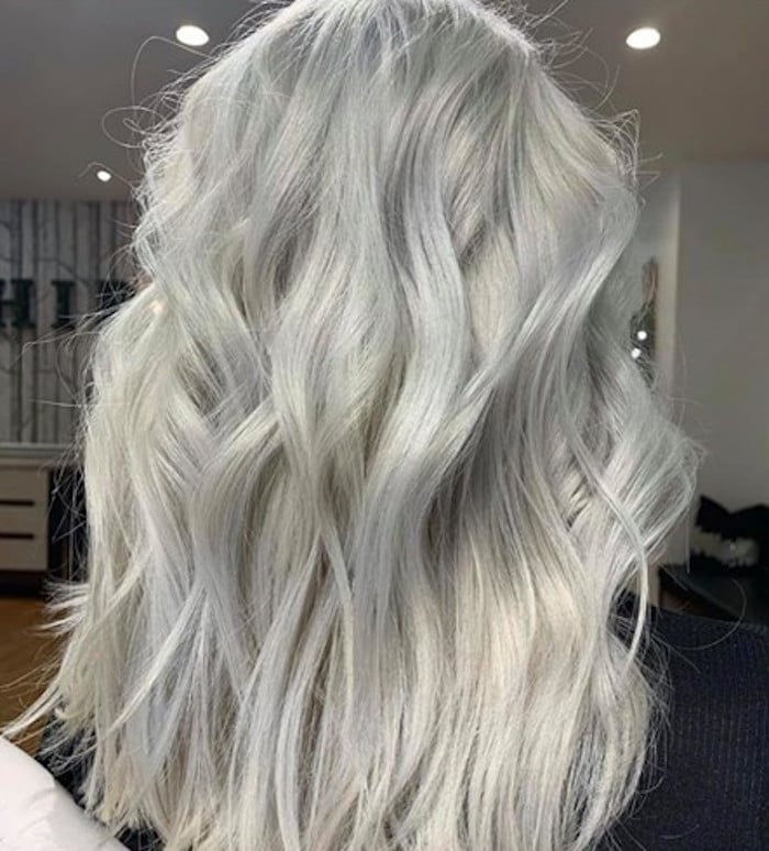 Mid-Back Platinum Blonde Ash Undertones Mid-Back Platinum Blonde Ash Undertones — Icy Blonde
