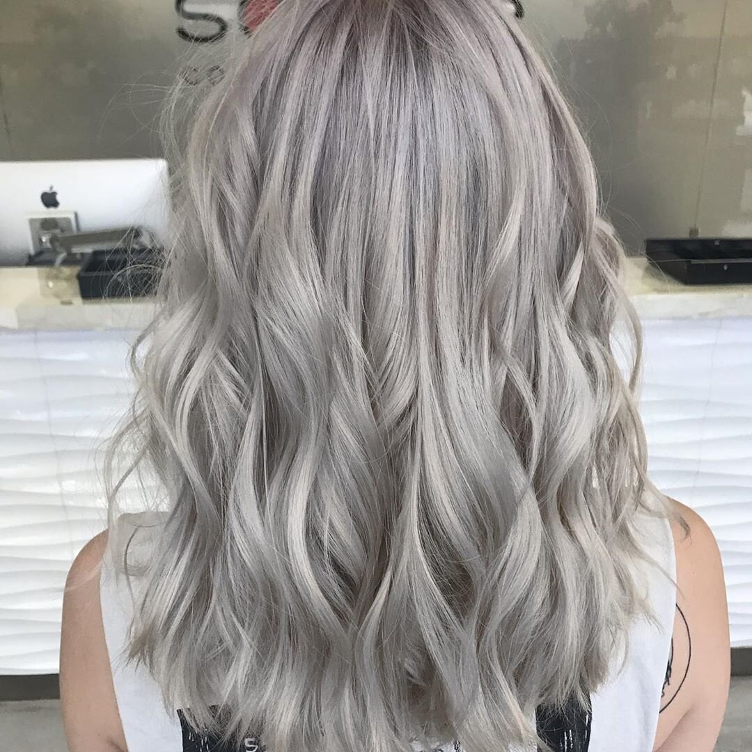 Shoulder-Length Ashy Icy Blonde Balayage Shoulder-Length Ashy Icy Blonde Balayage