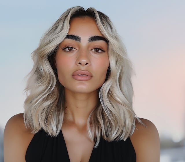 Collarbone Lob Ash Blonde Platinum Highlights Collarbone Lob Ash Blonde Platinum Highlights — Icy Blonde