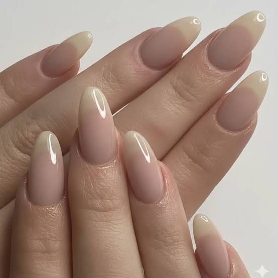 Modern Sheer Nude Medium Almond French Modern Sheer Nude Medium Almond French — Interview Nails