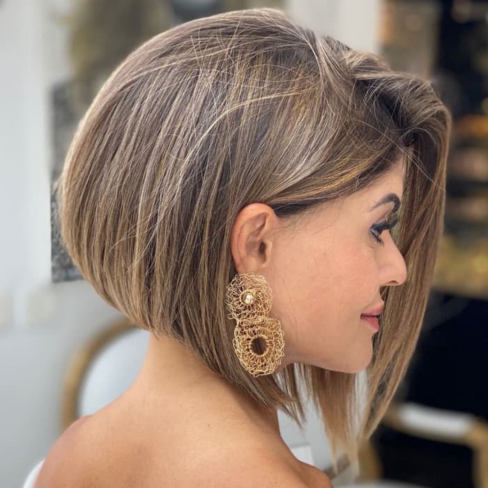 Honey Blonde Bob With Angled Layers — Inverted Bob