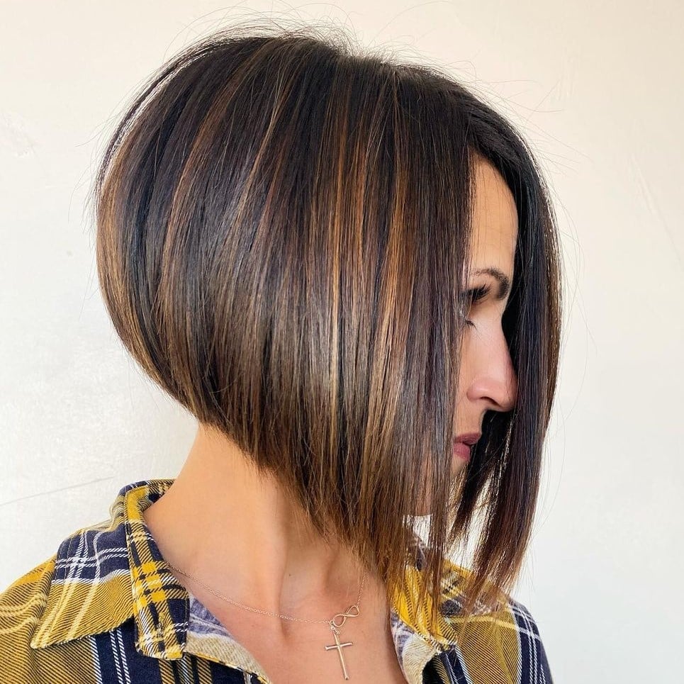 Dark Brown Bob With Subtle Highlights — Inverted Bob