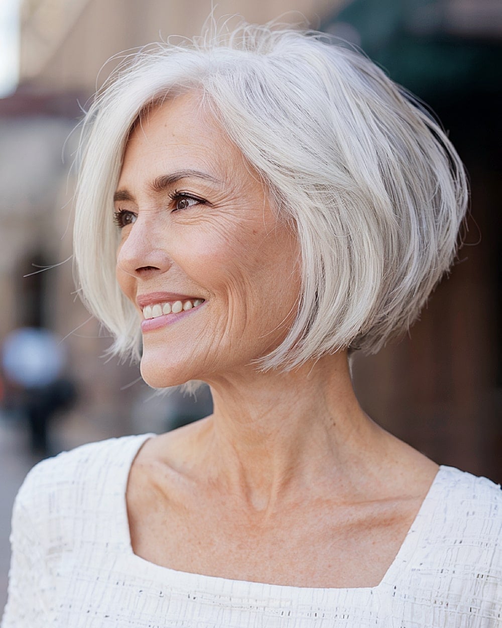Ash Blonde Inverted Bob With Subtle Layers