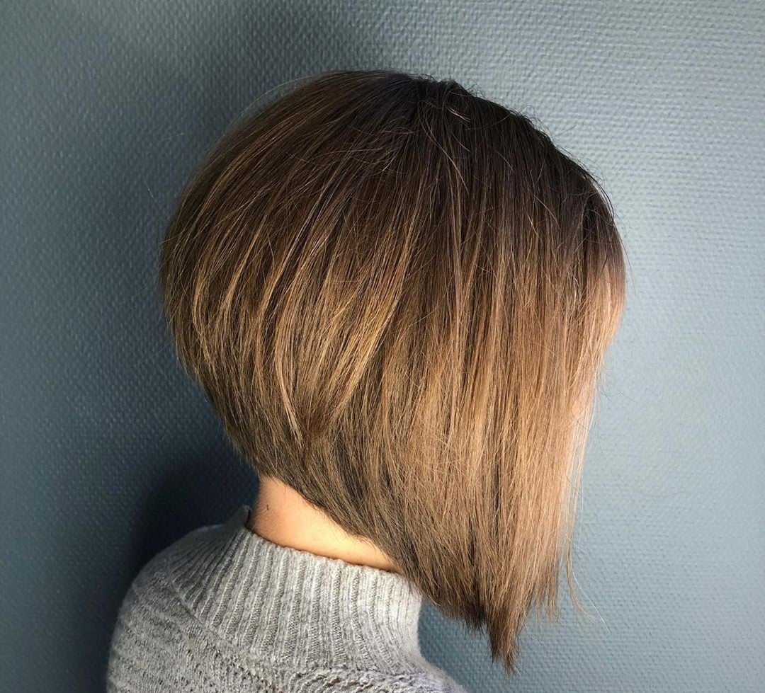 Brown Bob With Blonde Highlights — Inverted Bob
