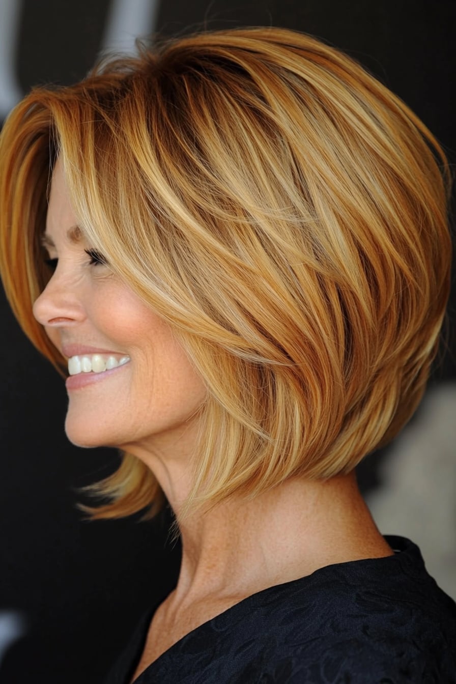 Stacked Honey Blonde Inverted Bob