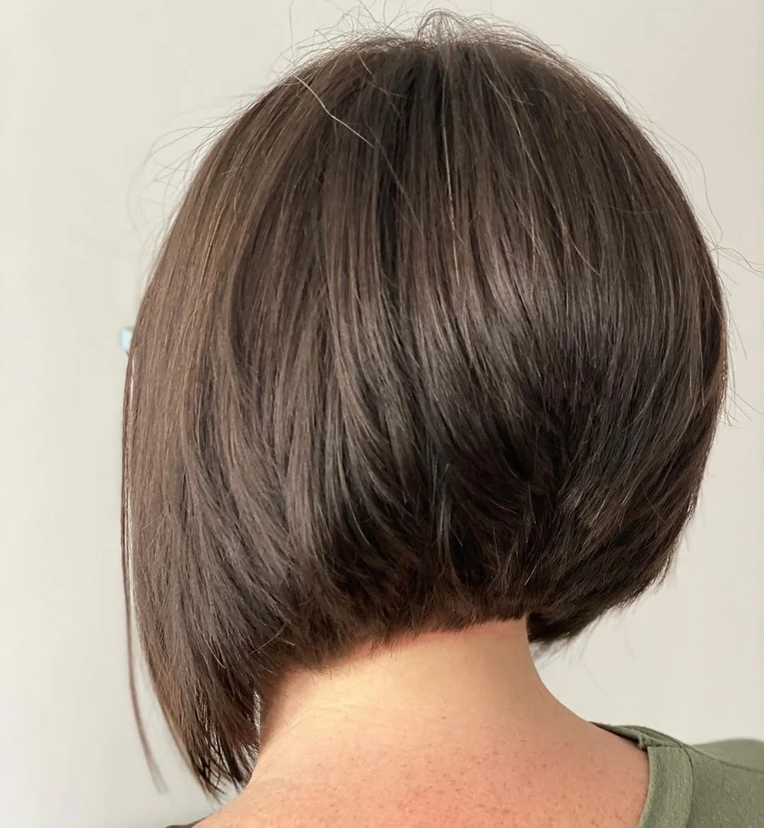 Dark Brown Bob Cut To The Nape — Inverted Bob