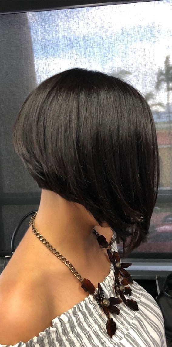 Black Inverted Bob With Sharp Angle