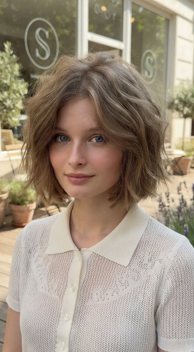 Chin Length Bob Light Brown Balayage Layers Chin Length Bob Light Brown Balayage Layers — Jaw Length Bob