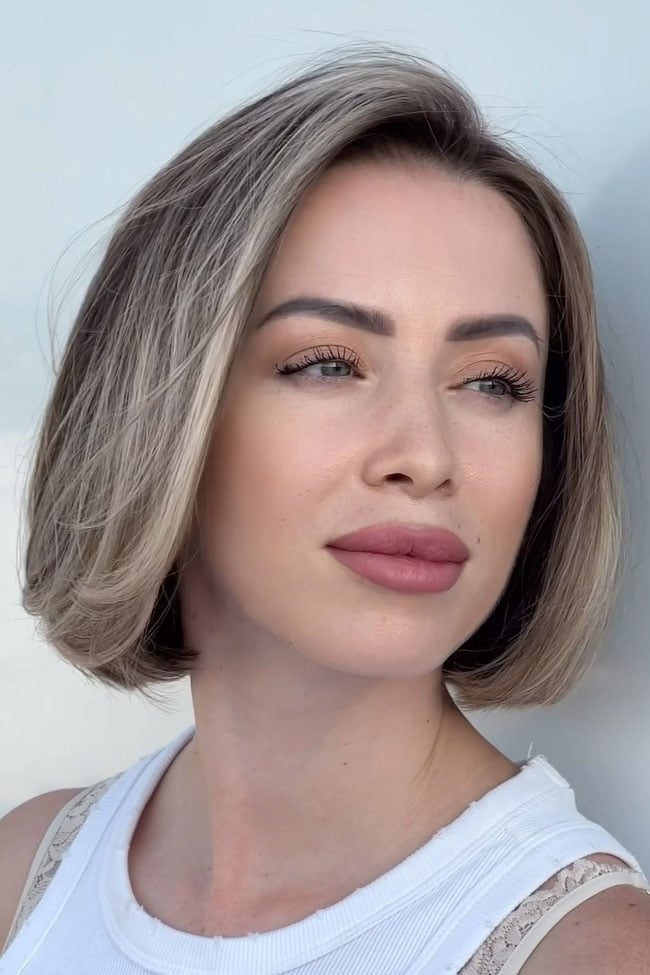 Chin Length Ash Blonde Bob Smooth Blowout Chin Length Ash Blonde Bob Smooth Blowout — Jaw Length Bob