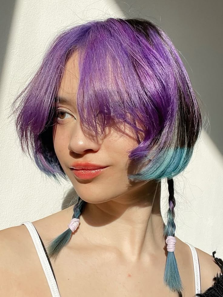 Chin Length Bob Purple Blue Gradient — Jellyfish Haircut