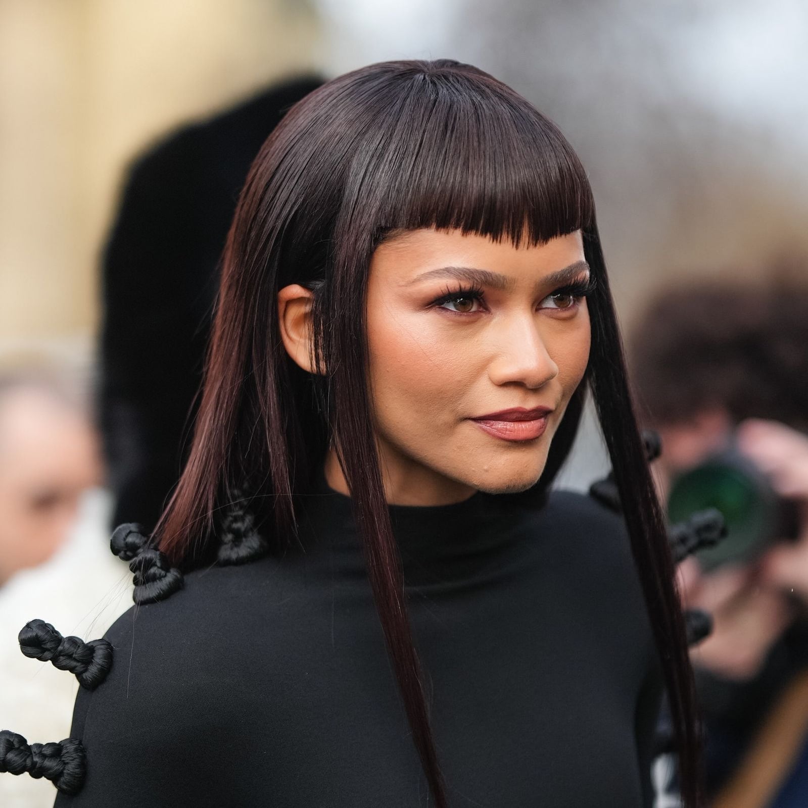 Dark Brown Collarbone Layers With Micro Bangs — Jellyfish Haircut
