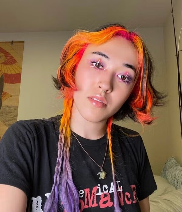 Multi-Color Shag With Long Braids — Jellyfish Haircut