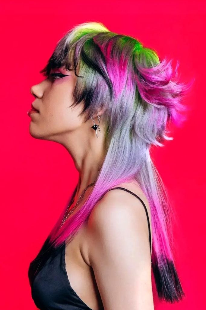 Multi-Color Jellyfish With Choppy Bangs — Jellyfish Haircut