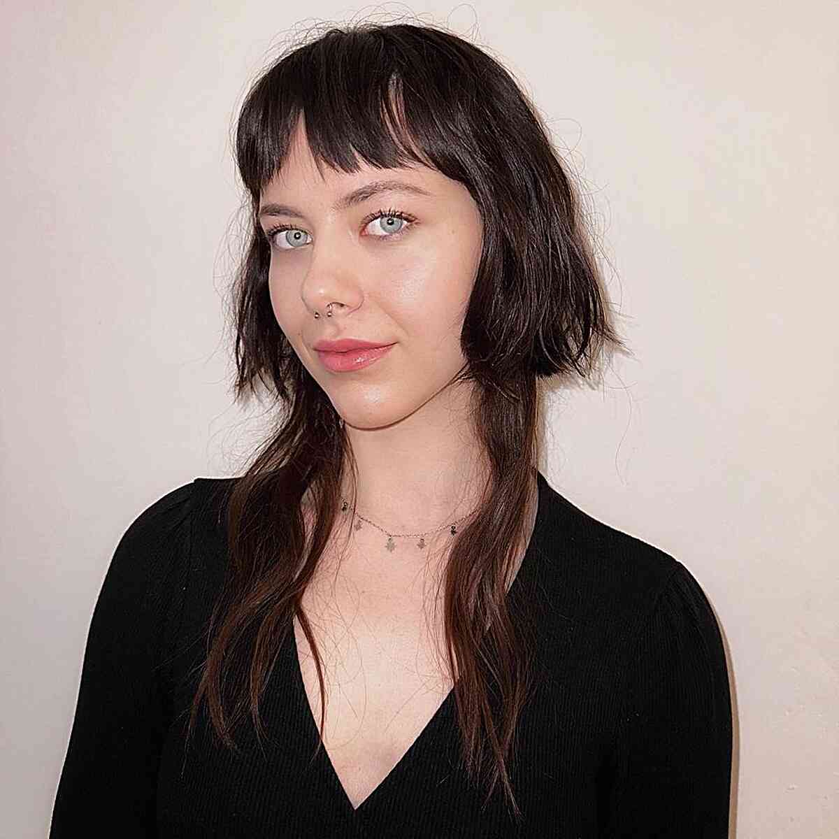 Dark Brown Shag With Face-Framing Layers — Jellyfish Haircut