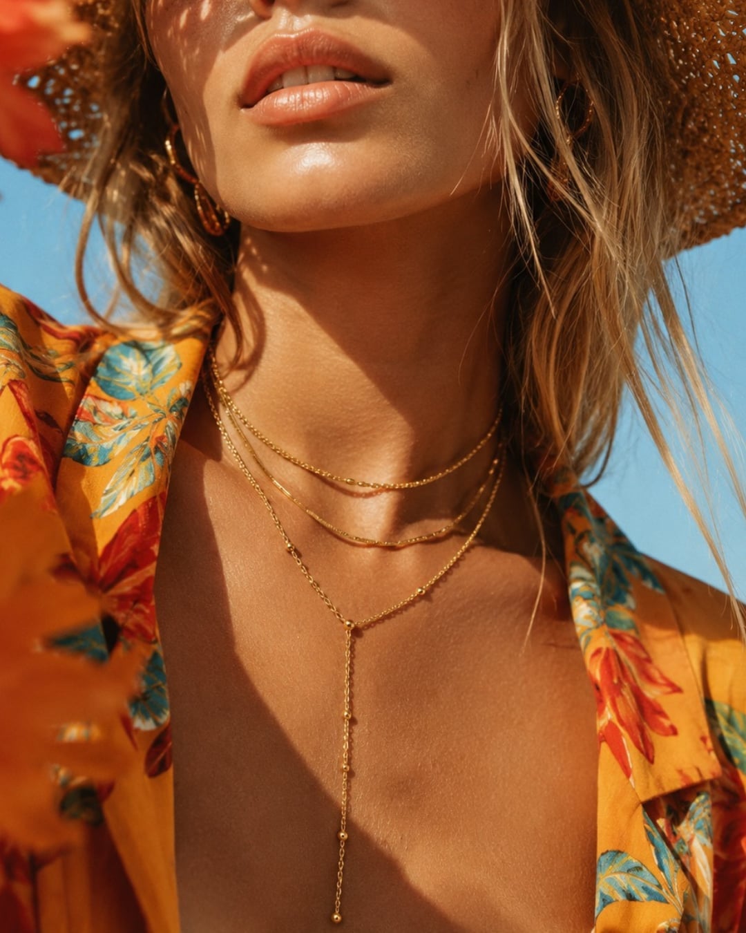 Delicate Layered Gold Necklaces With Hoop Earrings — Jewelry Trends