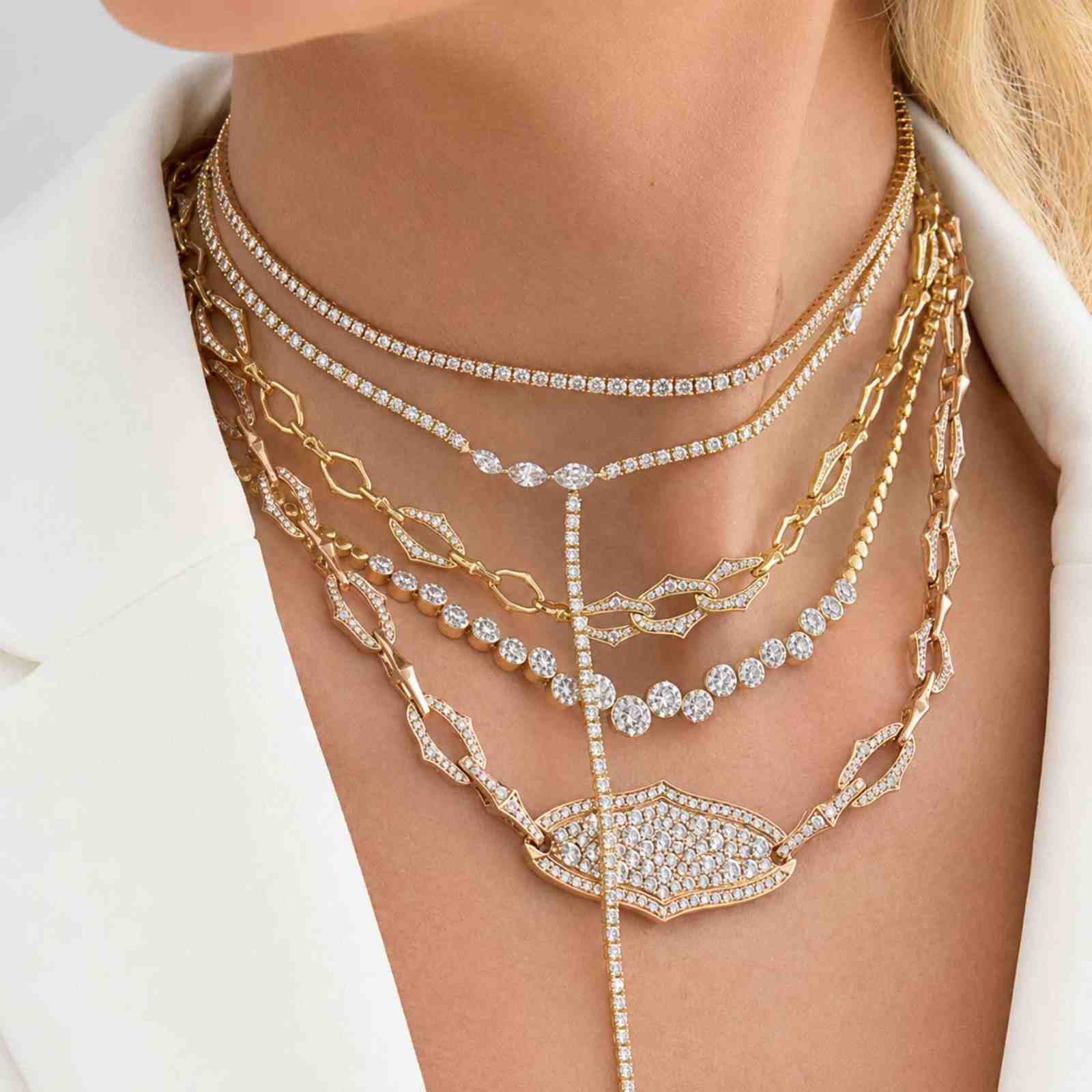 Large Gold Hoop Earrings With Black Beaded Necklace — Jewelry Trends