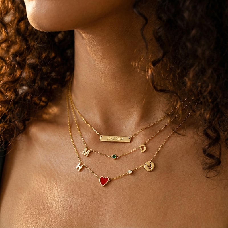 Layered Necklaces With Personalized Letter Charms — Jewelry Trends
