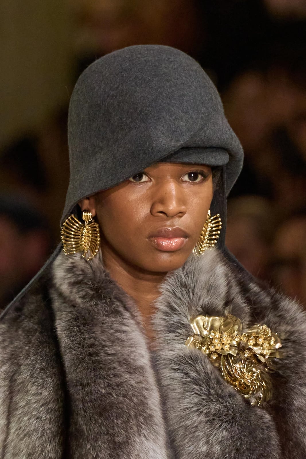 Large Gold Statement Earrings With Gold Brooch — Jewelry Trends