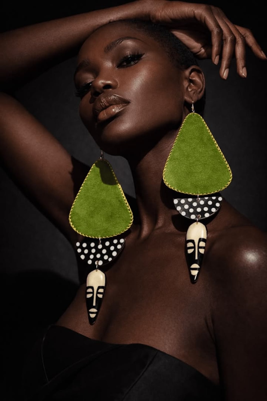 Tribal Inspired Earrings With Green Black And White Elements — Jewelry Trends