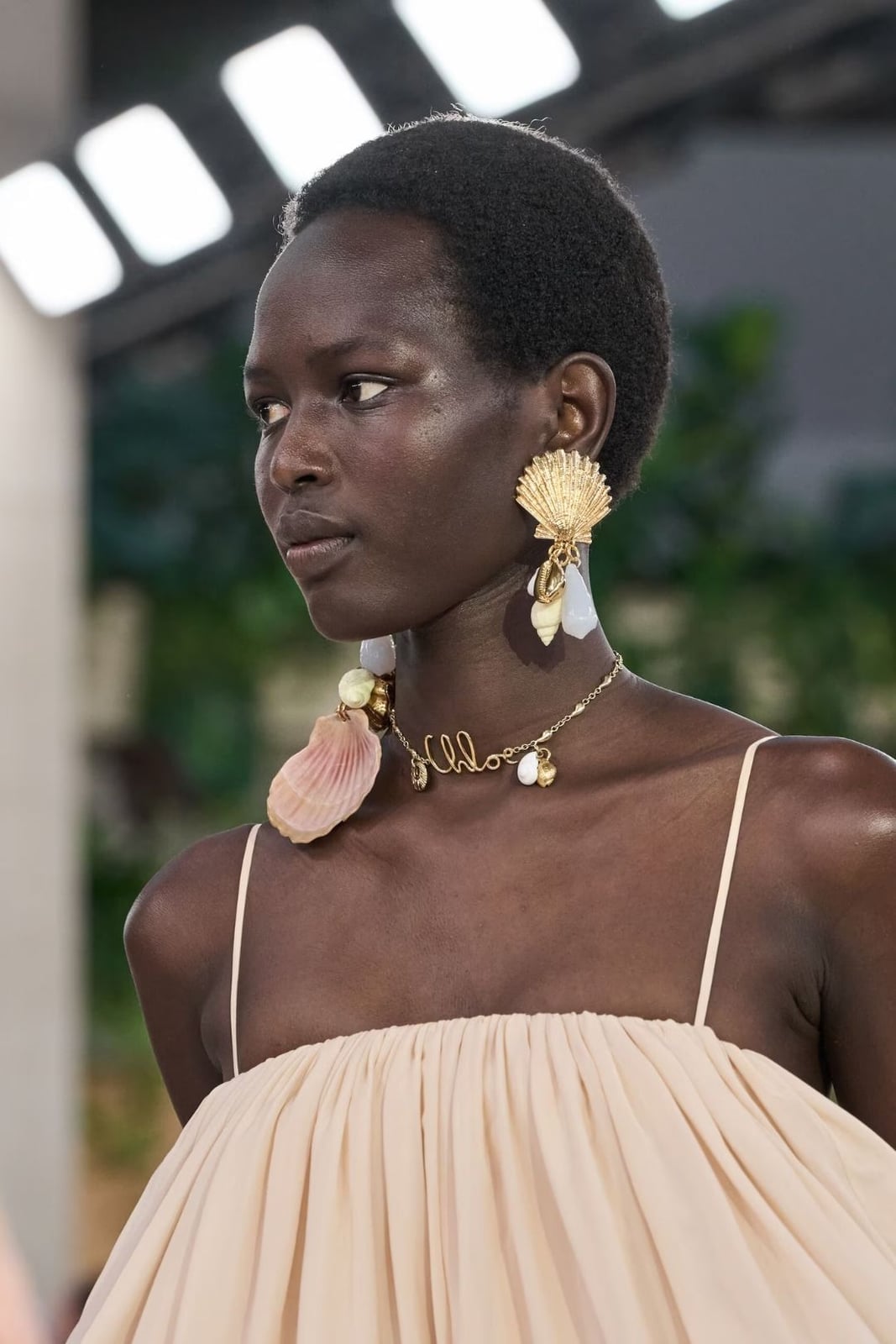 Statement Shell Earrings With Charm Necklace — Jewelry Trends