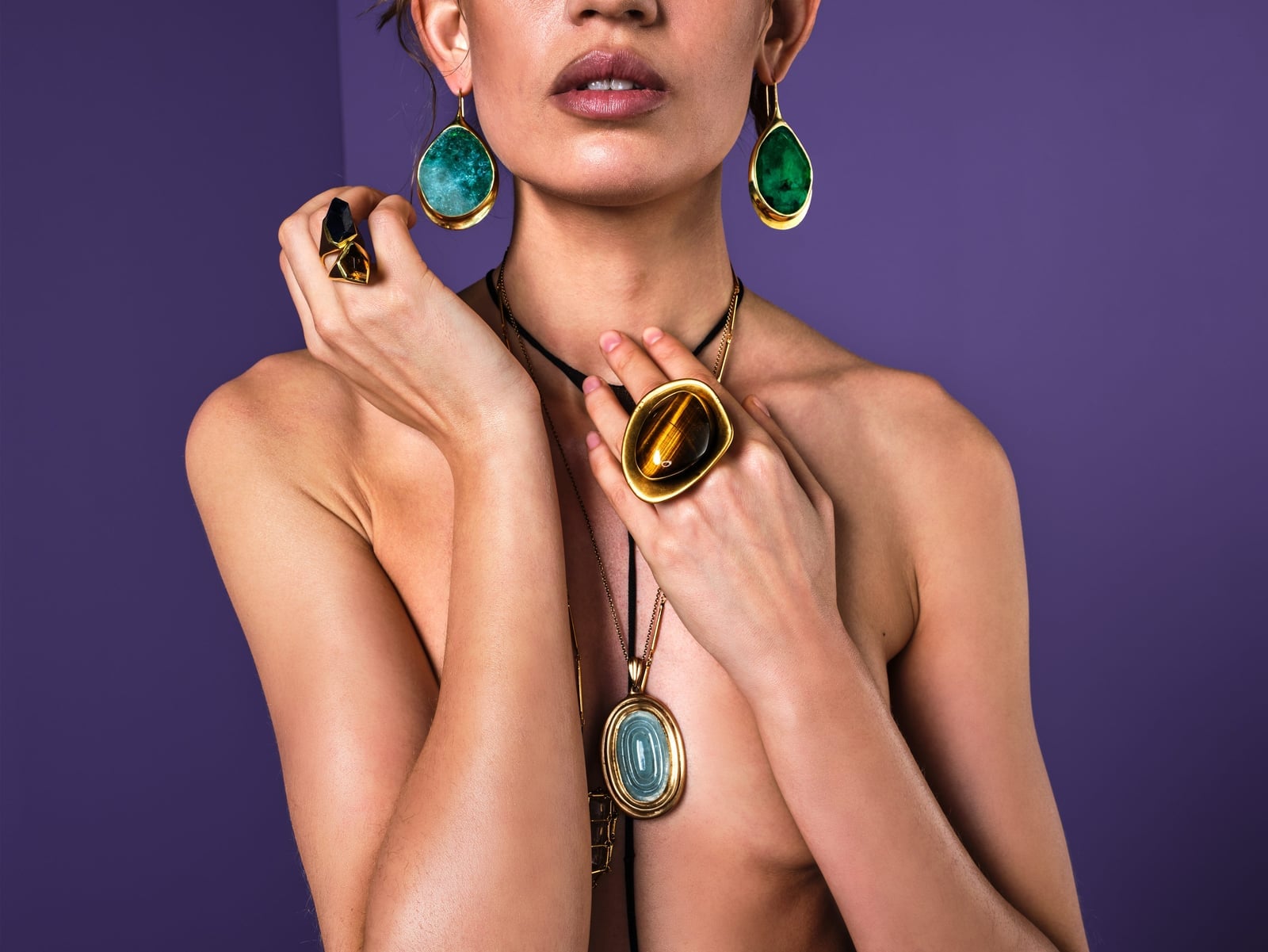 Layered Statement Necklaces With Gemstone Drop Earrings — Jewelry Trends